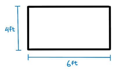 Rectangle sides with area of 24ft^2